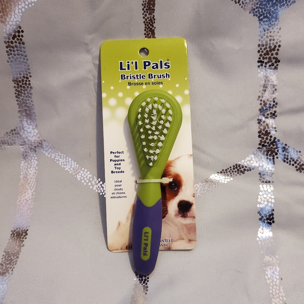 Li'l Pals bristle brush little dogs purple green. New.